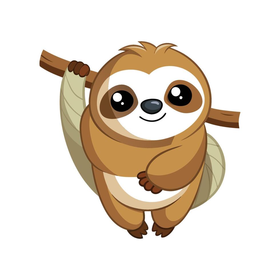 Baby Sloth Hanging Cute Art Illustration vector