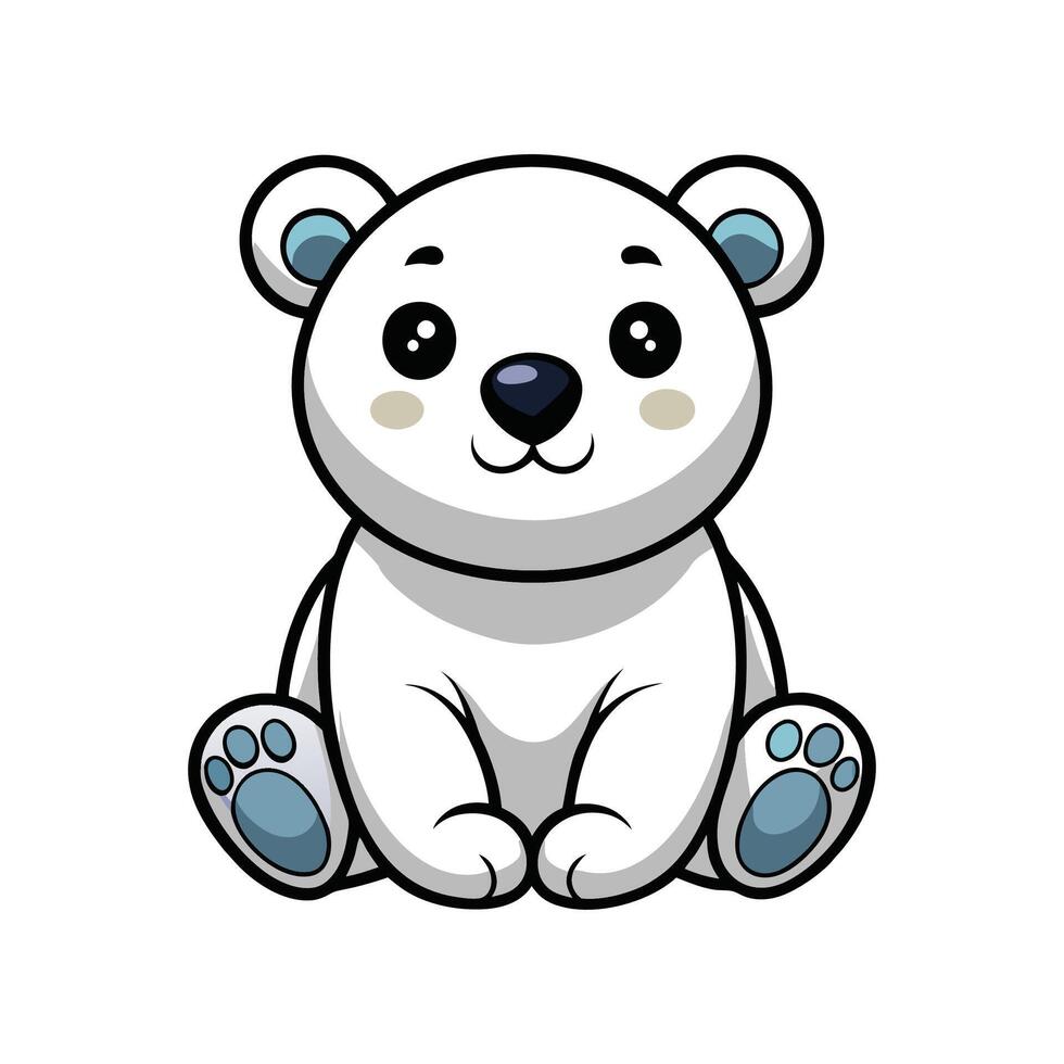 Cute Baby Polar Bear Cub Sitting Art vector