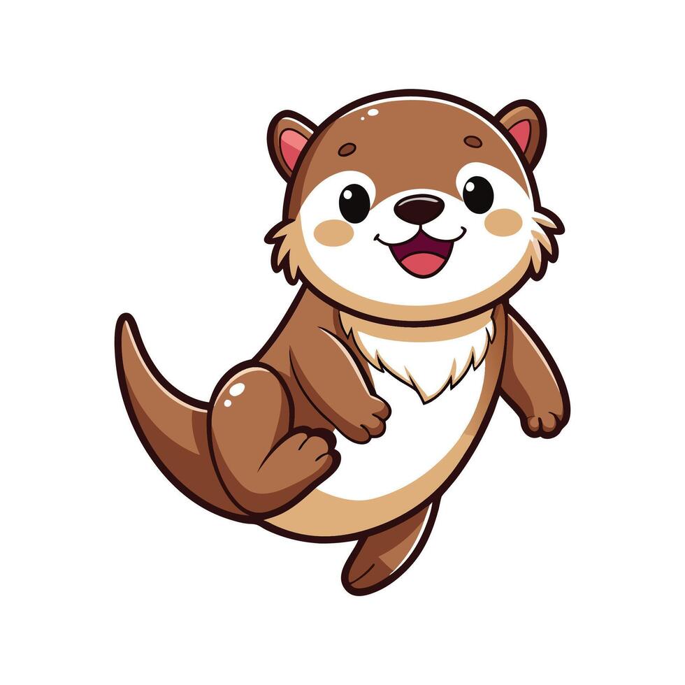 Playful Baby Otter Floating Art vector
