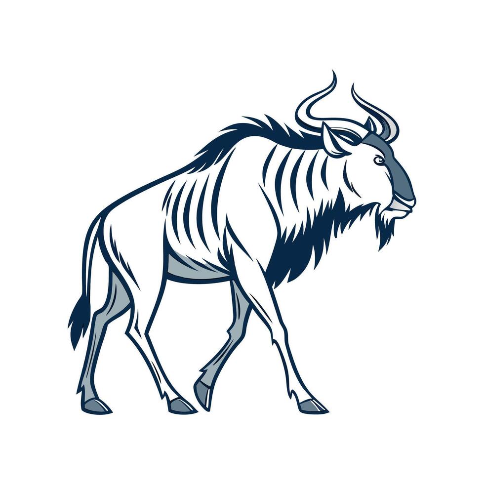 Charming Blue Wildebeest on White vector