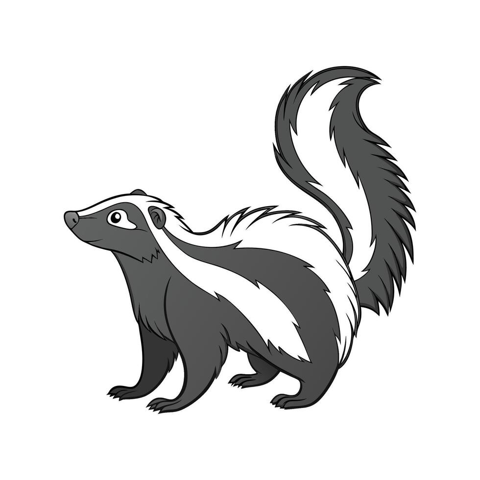 Charming Striped Skunk on Clean White vector