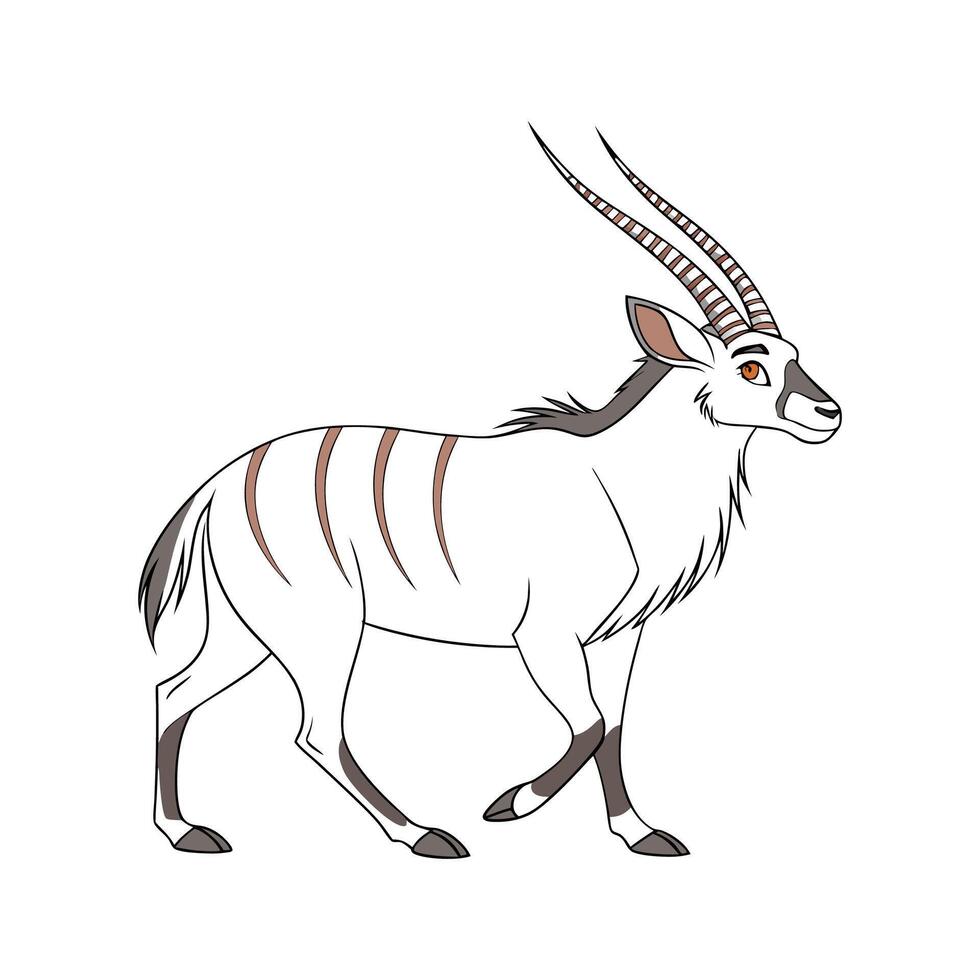 Beautiful Waterbuck on White vector