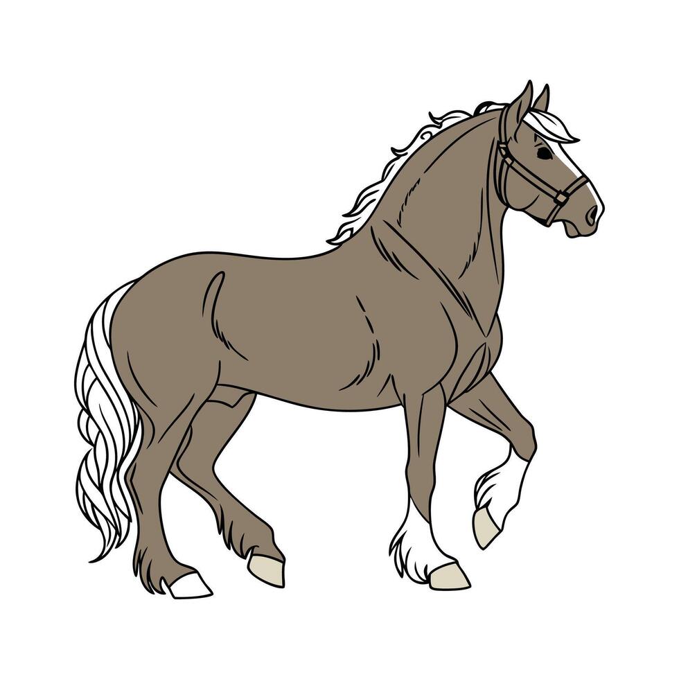 Percheron Horse Realistic Color Design vector