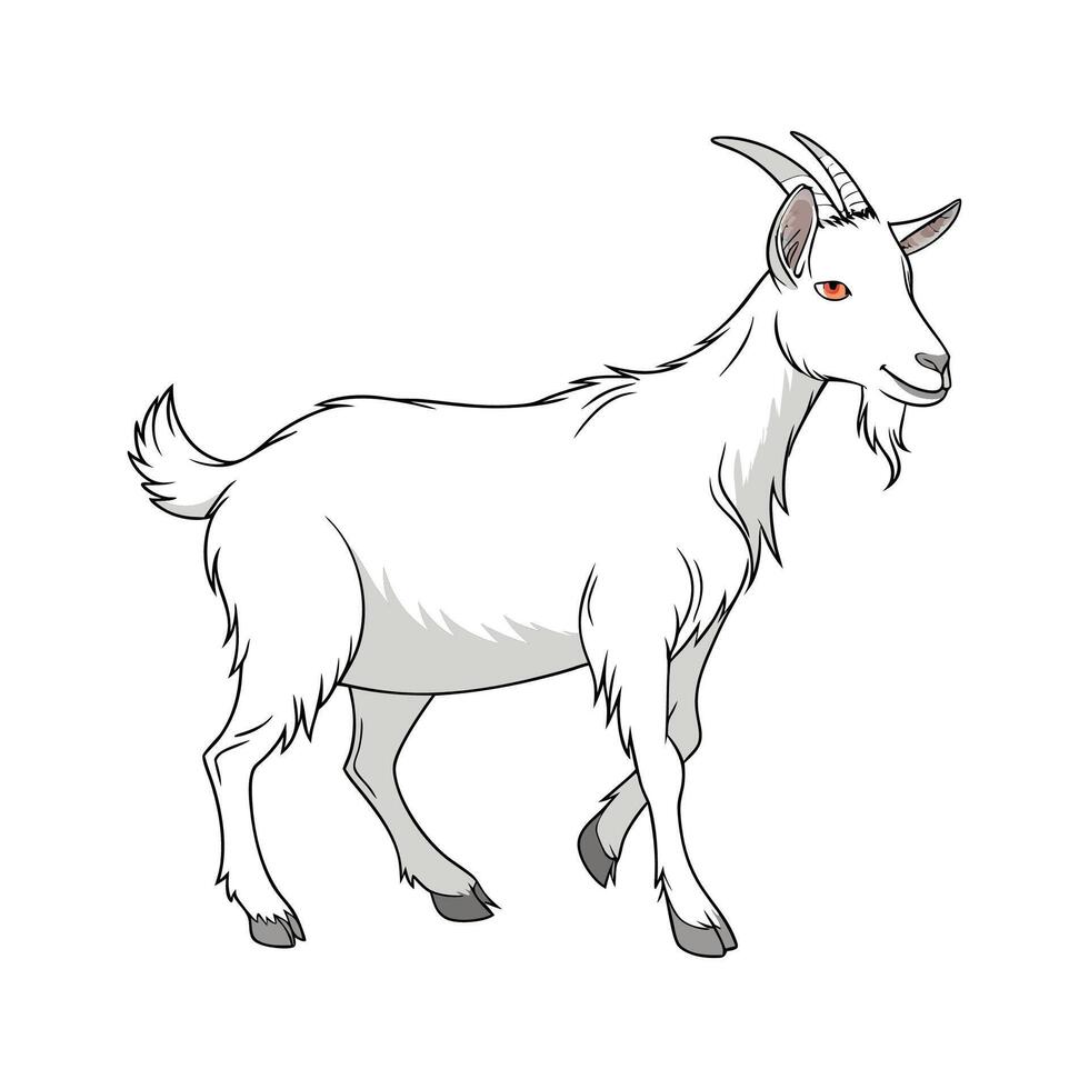 Saanen Goat Realistic Color Art vector