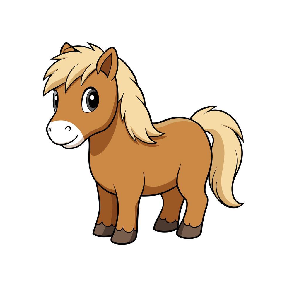 Shetland Pony Realistic Color Portrait vector