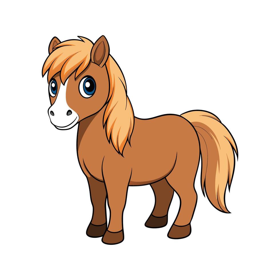 Realistic Shetland Pony Color Portrait vector