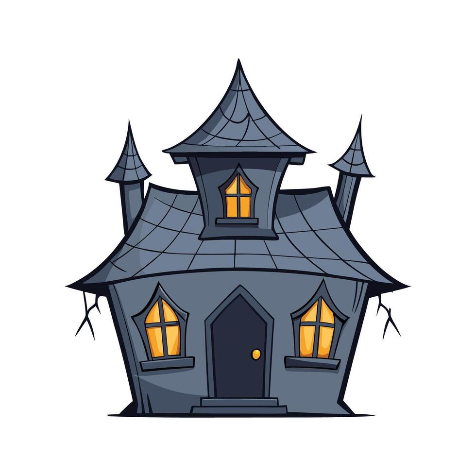 Spooky Haunted House with Tall Windows vector