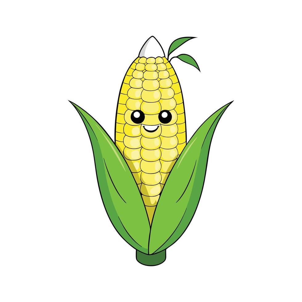 Vibrant White Sweet Corn Isolated on White vector