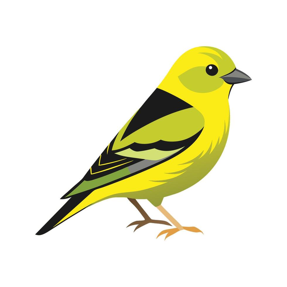 Charming siskin character in action vector