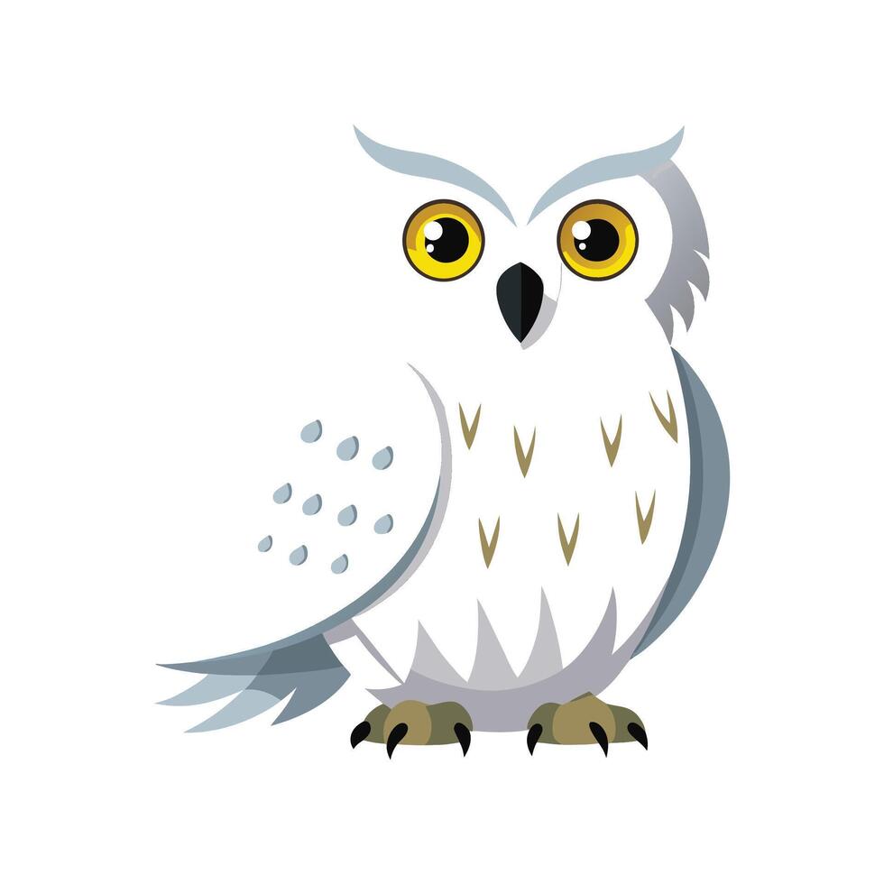 Charming snowy owl in habitat illustration vector