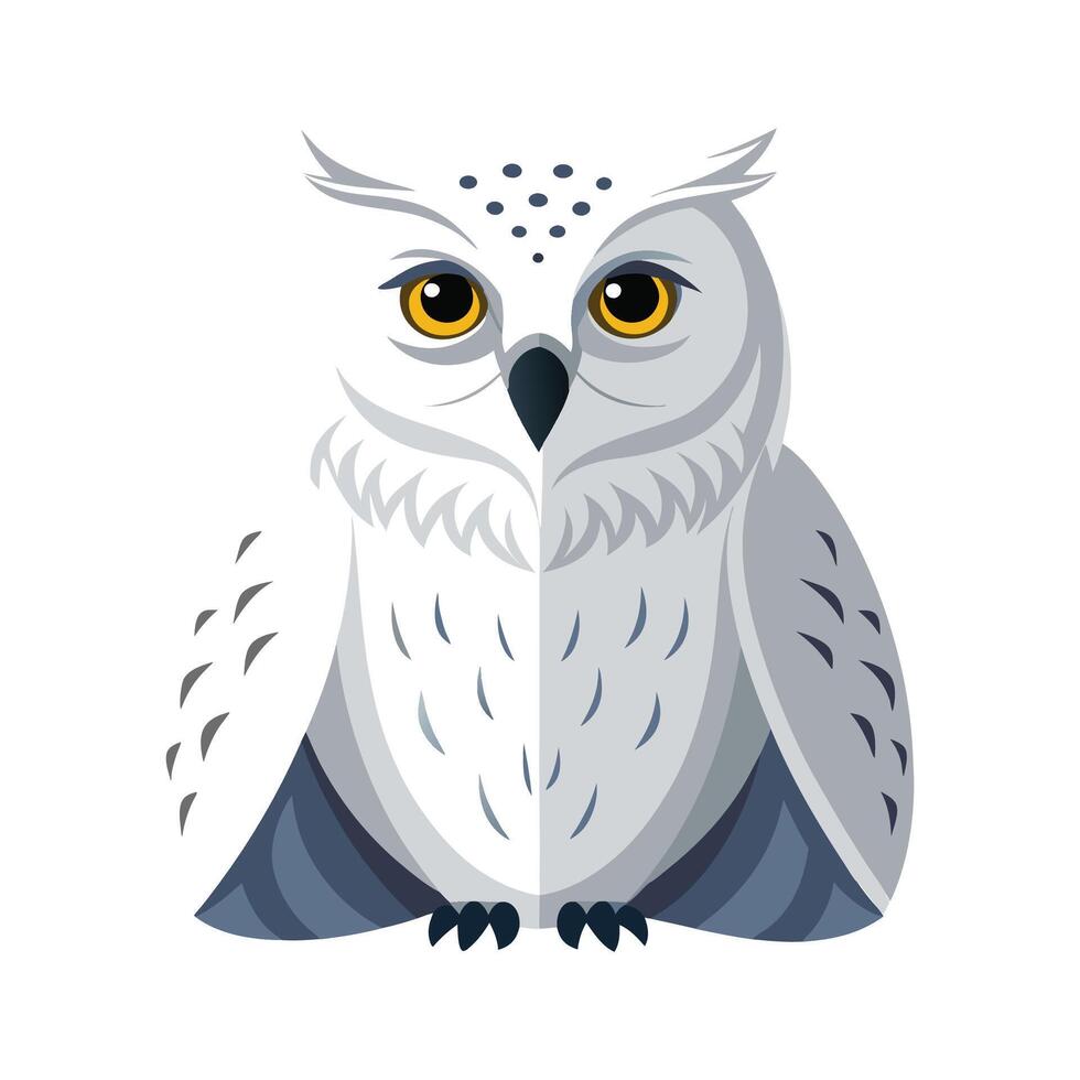 Stylized snowy owl character in action vector