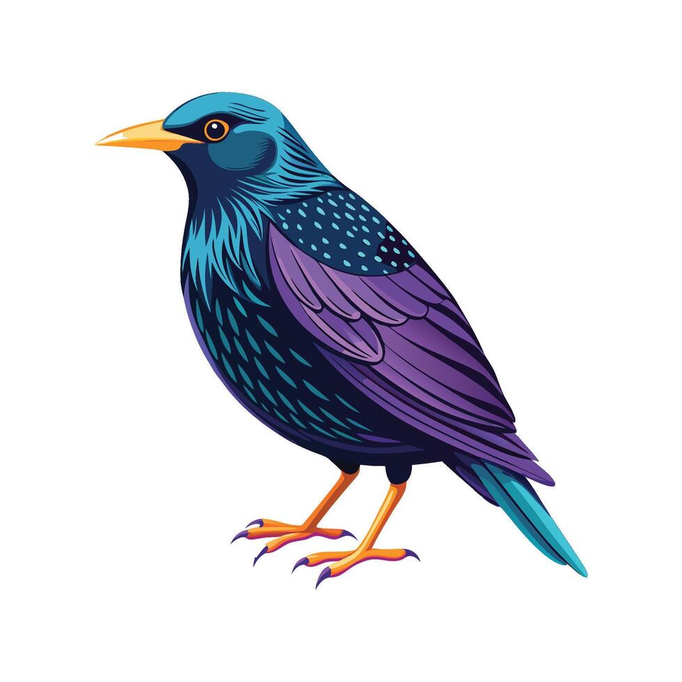 Artful Starling Bird Illustration with Details vector