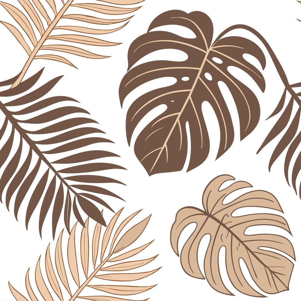 Ethereal tropical leaves seamless tile pattern with delicate watercolor monstera and palm leaves and soft green gradients for dreamy spaces concept as Delicate watercolor monstera flat vector