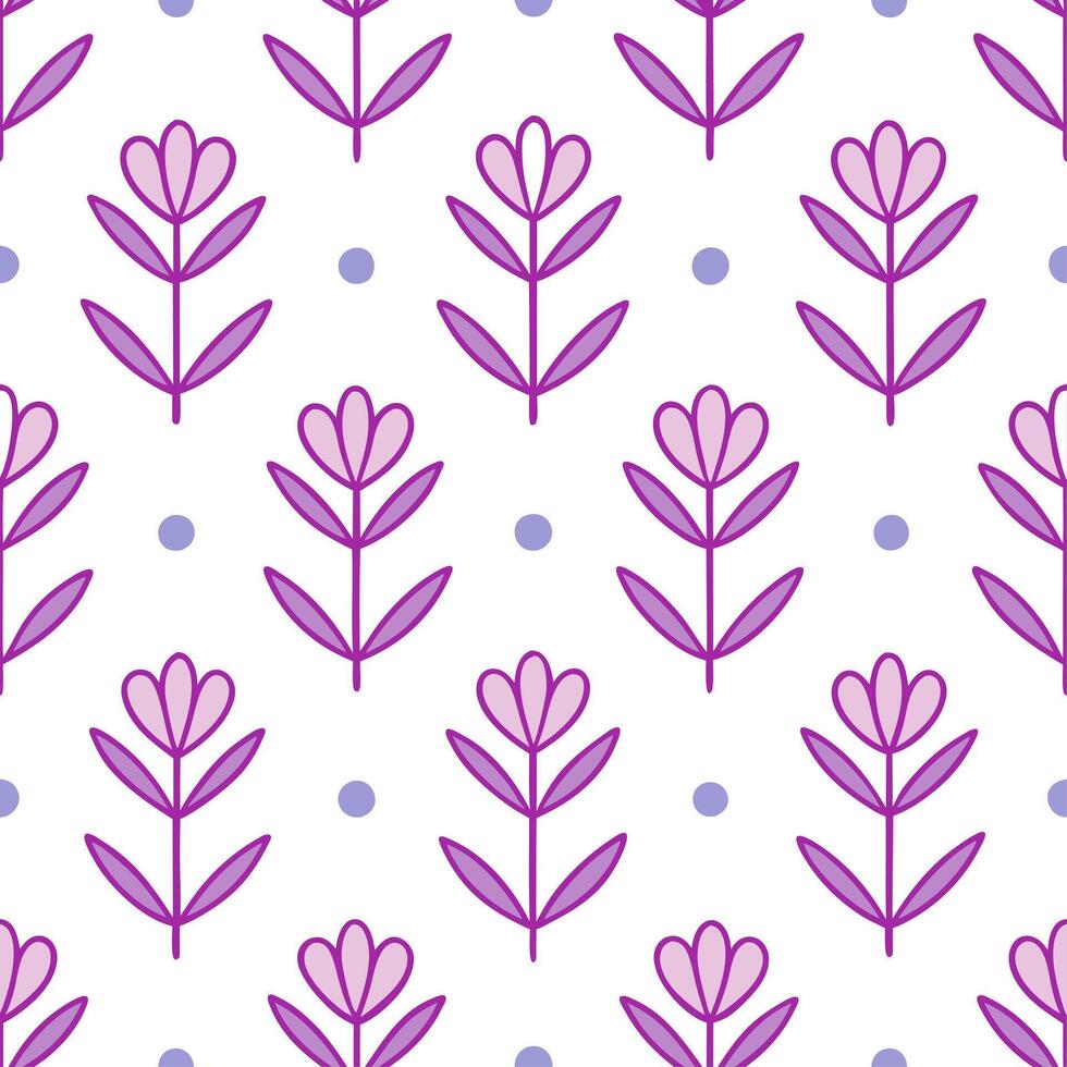 Whimsical watercolor heather seamless pattern with pastel splashes and drips on white vector