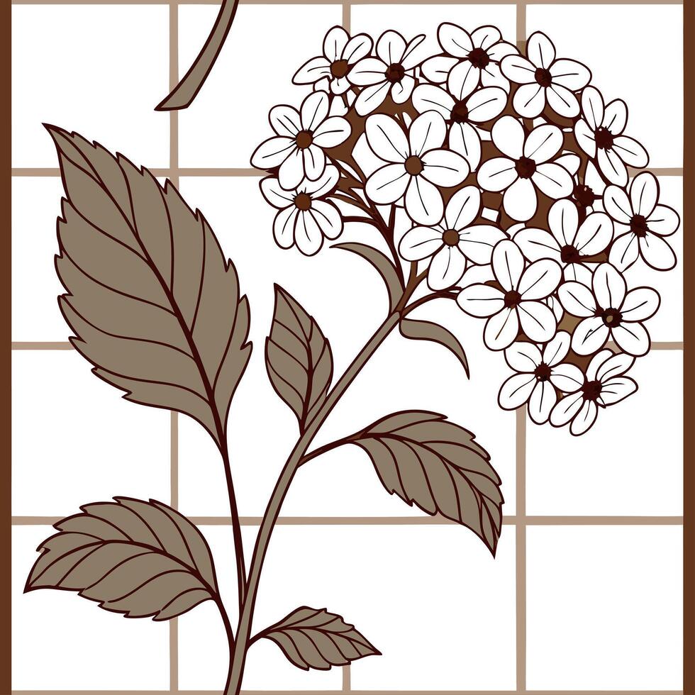 Rustic hydrangea seamless tiles pattern with dried hydrangea motifs and earthy blue tones ideal for country style kitchens Set 2 vector