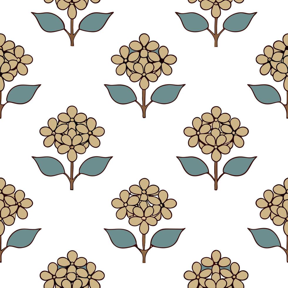 Rustic hydrangea seamless tiles pattern with dried hydrangea motifs and earthy blue tones ideal for country style kitchens Set 4 vector