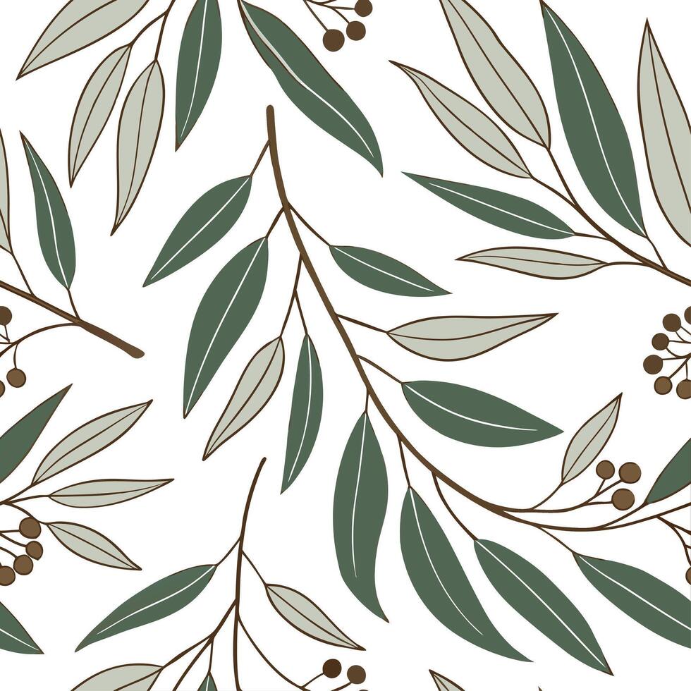 Rustic eucalyptus seamless tiles pattern with dried eucalyptus motifs and earthy green tones ideal for country style kitchens Set 5 vector