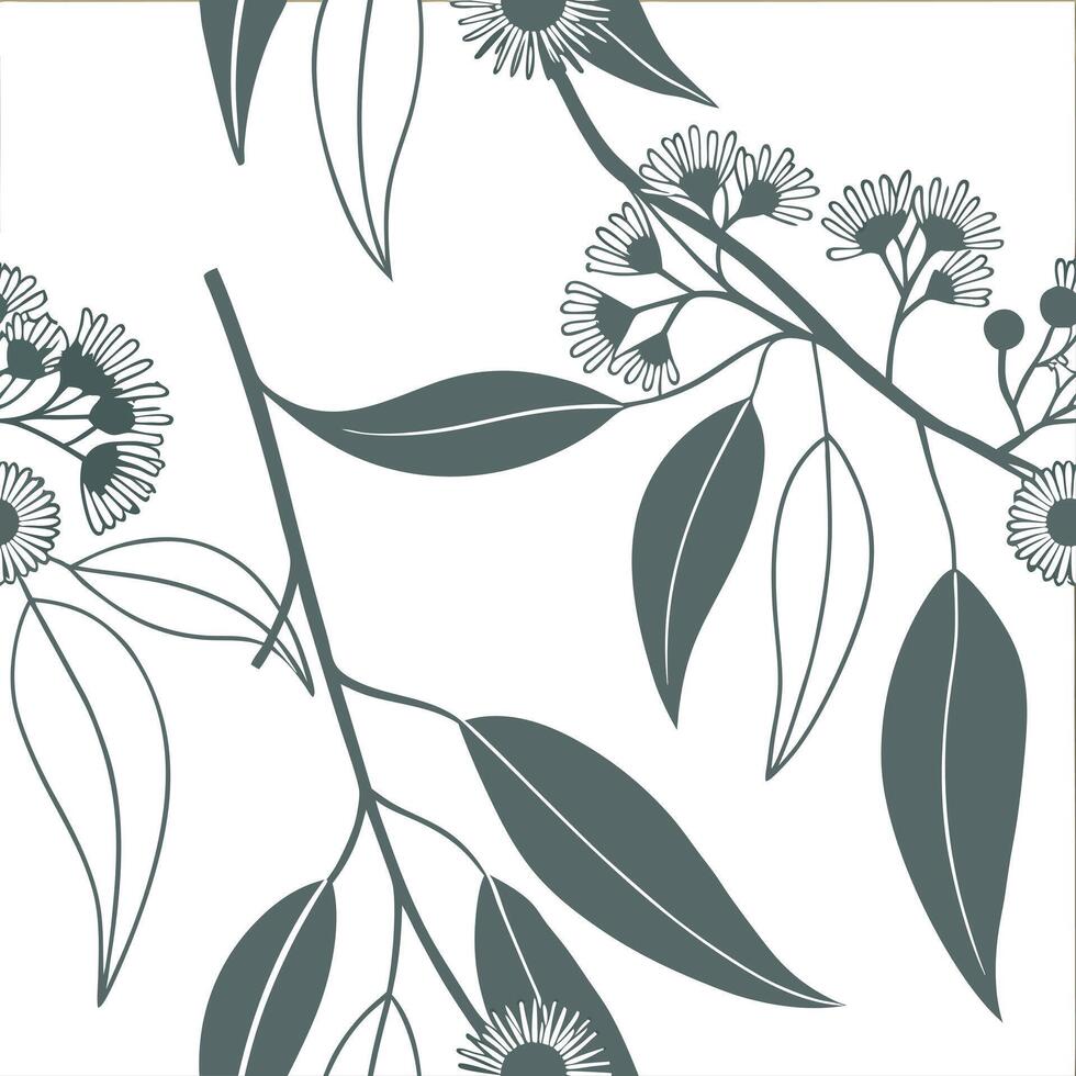 Rustic eucalyptus seamless tiles pattern with dried eucalyptus motifs and earthy green tones ideal for country style kitchens Set 9 vector