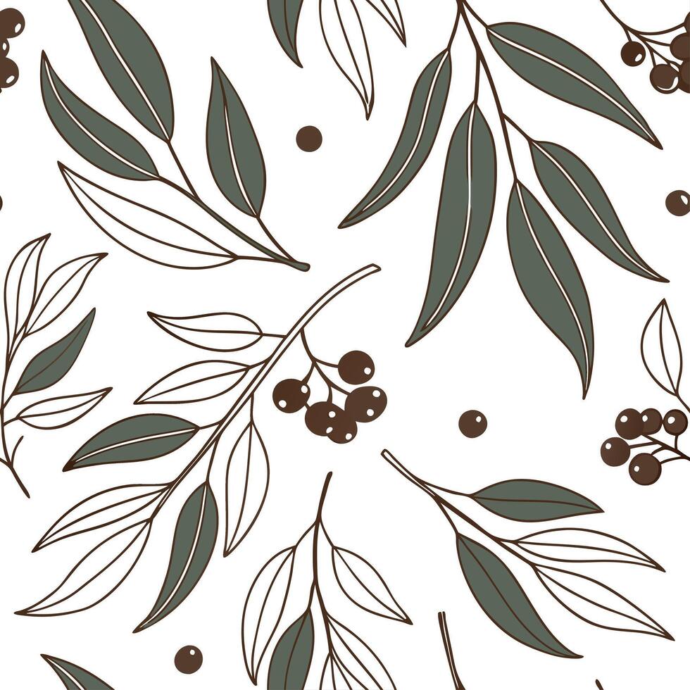 Rustic eucalyptus seamless tiles pattern with dried eucalyptus motifs and earthy green tones ideal for country style kitchens Set 4 vector