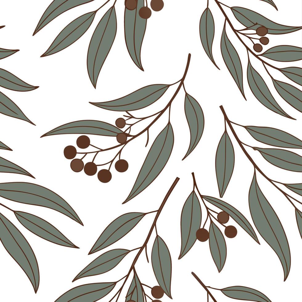 Rustic eucalyptus seamless tiles pattern with dried eucalyptus motifs and earthy green tones ideal for country style kitchens Set 8 vector