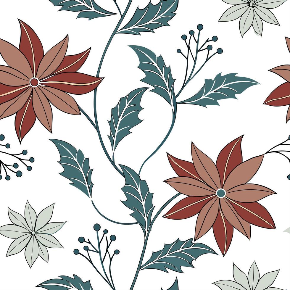Minimalist poinsettia seamless tiles pattern with simple white petals and soft grey accents ideal for modern kitchens Set 8 vector