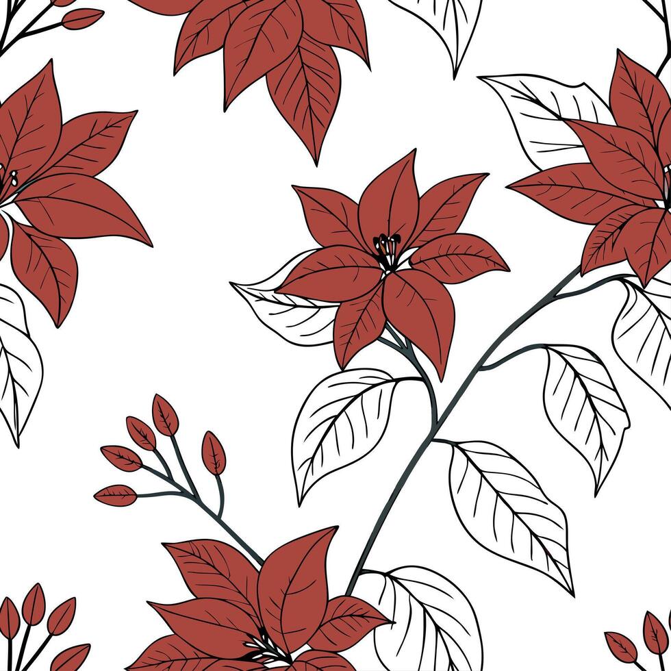 Minimalist poinsettia seamless tiles pattern with simple white petals and soft grey accents ideal for modern kitchens Set 3 vector
