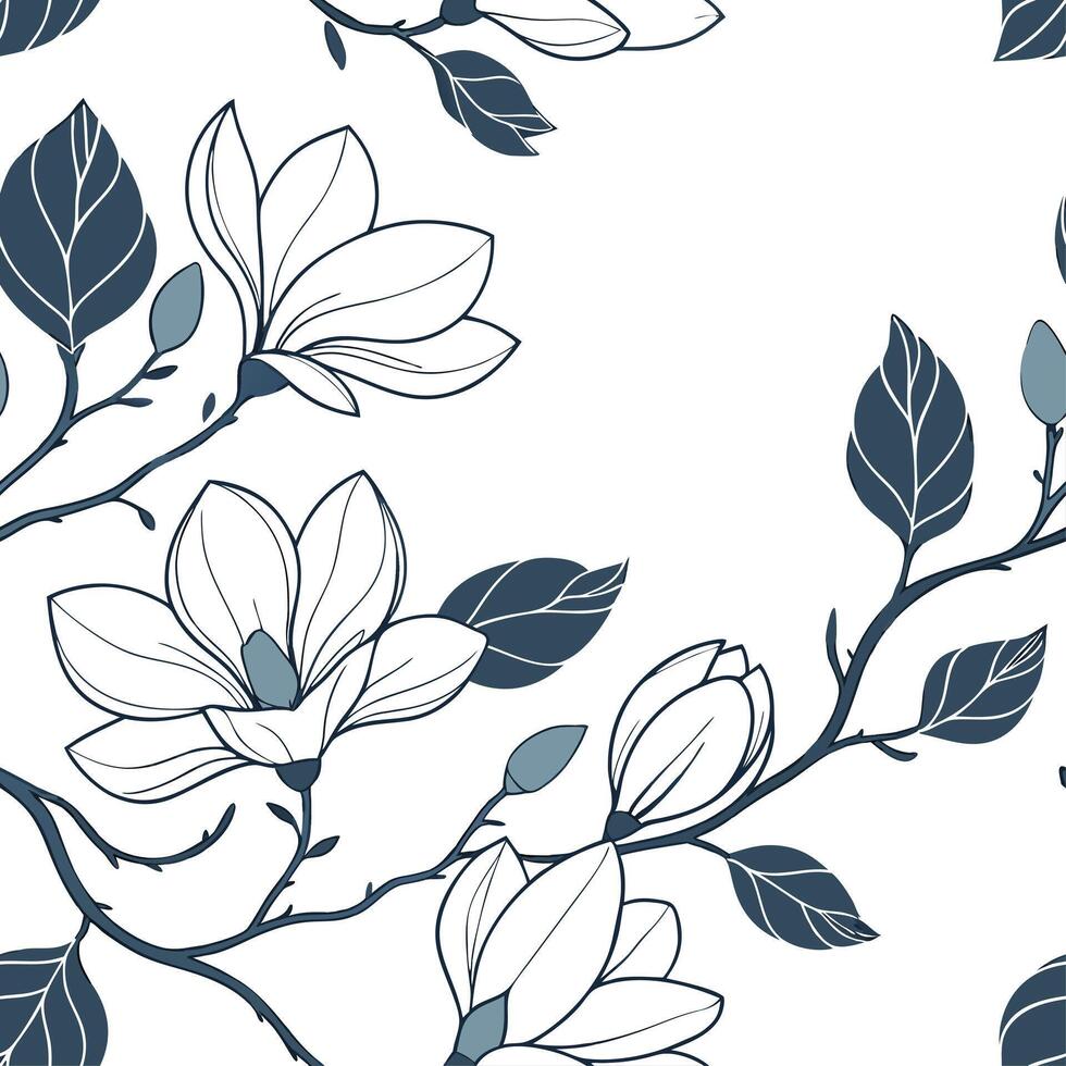 Industrial magnolia seamless tiles pattern with bold lines and metallic accents on white background ideal for modern lofts Set 4 vector