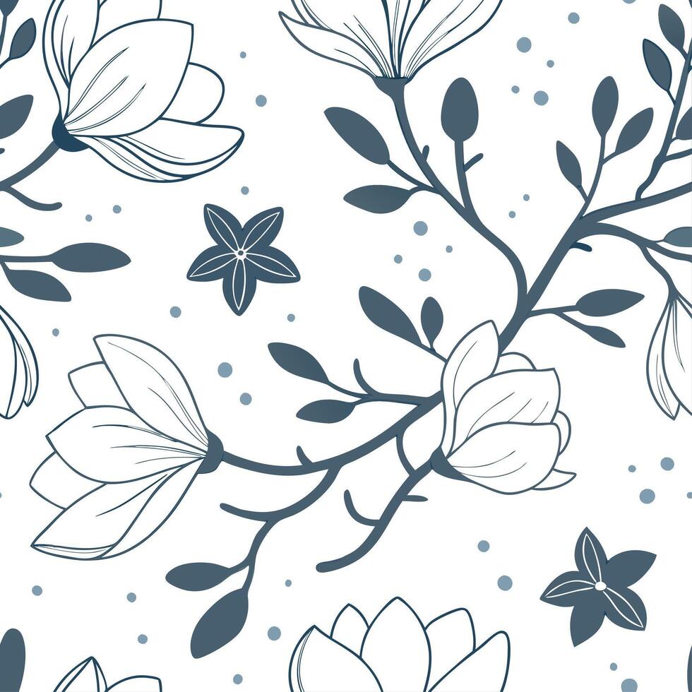 Industrial magnolia seamless tiles pattern with bold lines and metallic accents on white background ideal for modern lofts Set 3 vector
