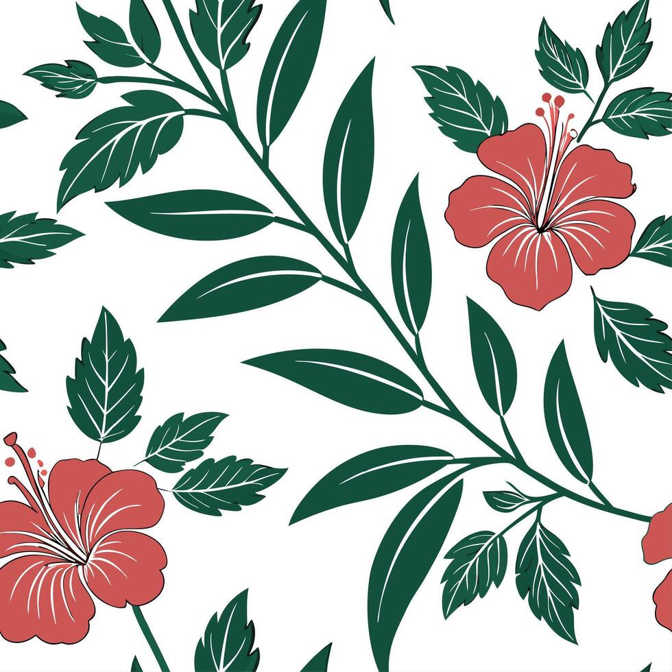 Industrial hibiscus seamless tiles pattern with bold lines and metallic accents on white background ideal for modern lofts Set 2 vector
