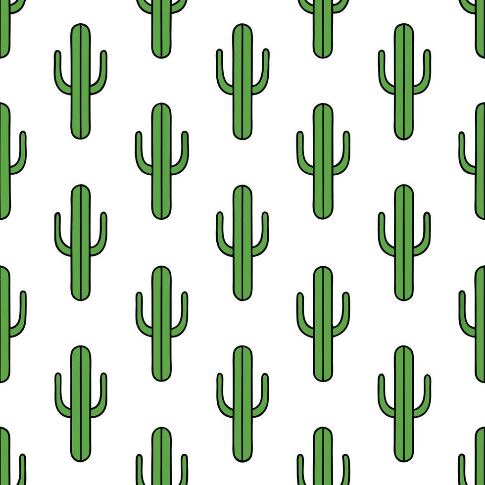 Industrial cactus seamless tiles pattern with bold lines and metallic accents on white background ideal for modern lofts Set 5 vector