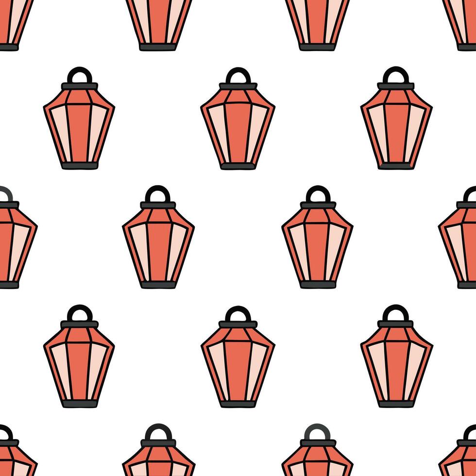 Heather and lanterns seamless pattern festive isolated white background perfect for holiday textiless branding packaging vector