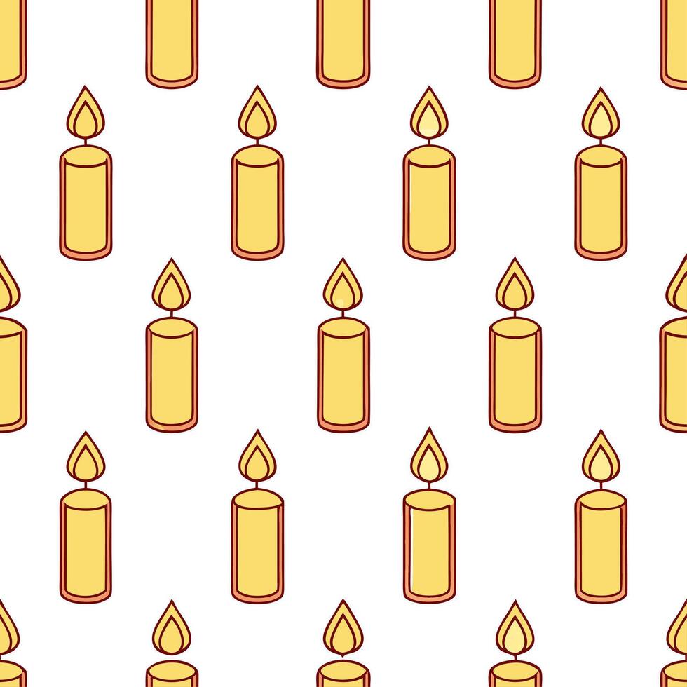 Heather and candles seamless pattern warm isolated white background ideal for cozy textiless branding packaging vector