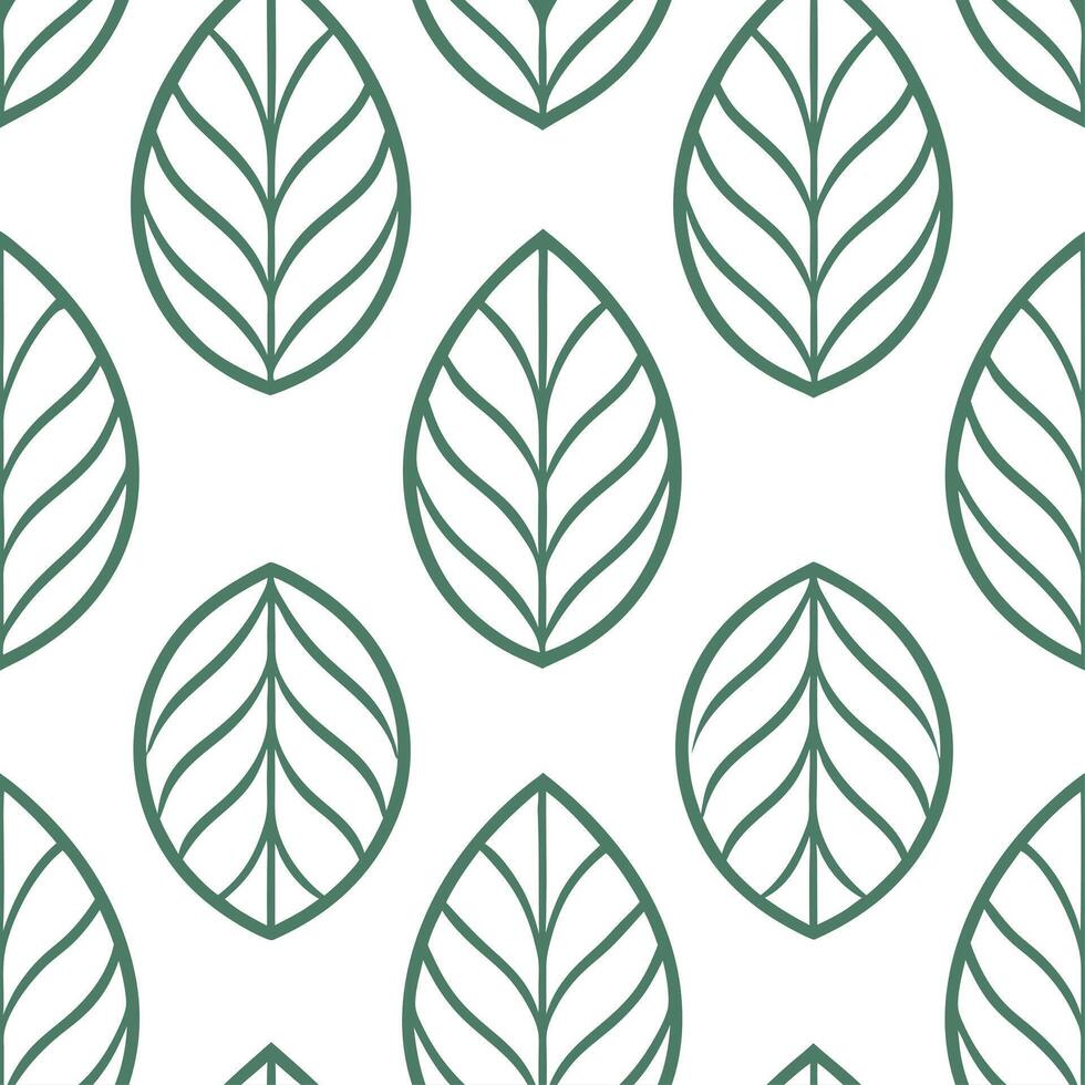 Geometric Pilea seamless pattern with sharp lines and modern aesthetics on white vector