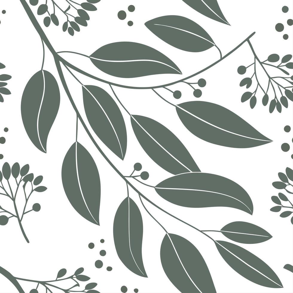 Farmhouse eucalyptus seamless tiles pattern with vintage eucalyptus and warm brown accents on white background ideal for cozy kitchens Set 8 vector