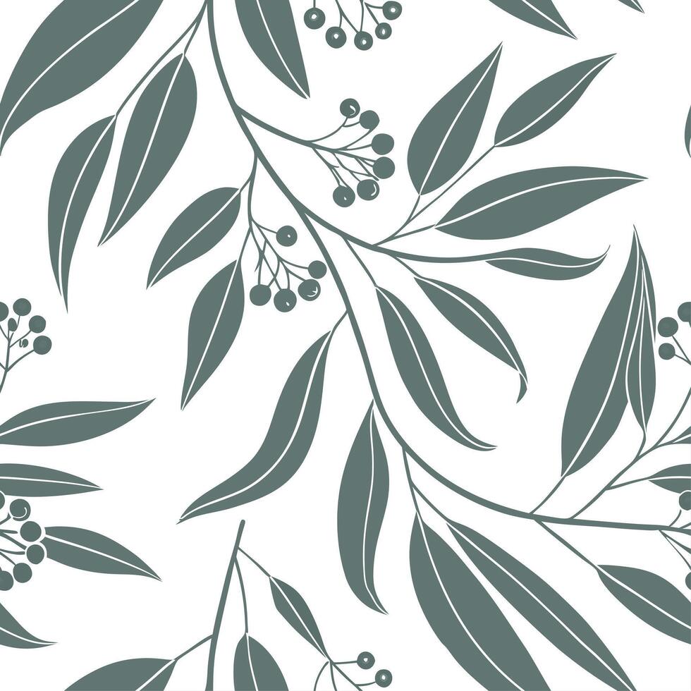 Farmhouse eucalyptus seamless tiles pattern with vintage eucalyptus and warm brown accents on white background ideal for cozy kitchens Set 10 vector