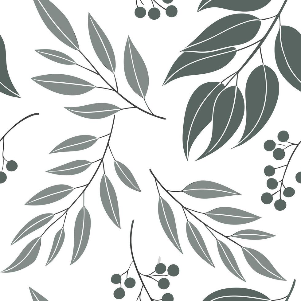 Farmhouse eucalyptus seamless tiles pattern with vintage eucalyptus and warm brown accents on white background ideal for cozy kitchens Set 9 vector