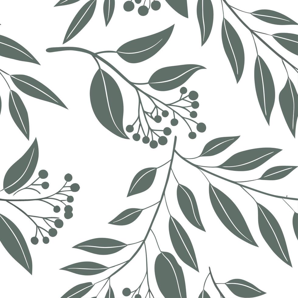 Farmhouse eucalyptus seamless tiles pattern with vintage eucalyptus and warm brown accents on white background ideal for cozy kitchens Set 7 vector