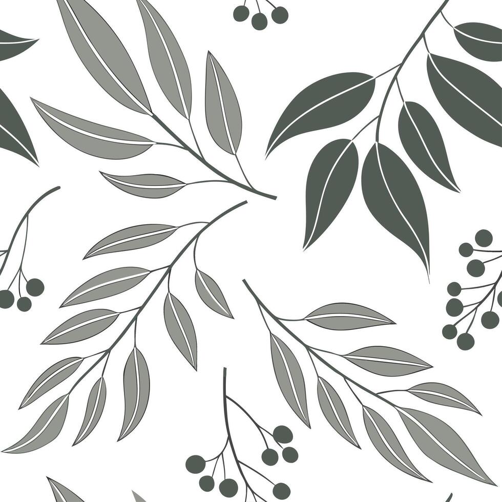 Farmhouse eucalyptus seamless tiles pattern with vintage eucalyptus and warm brown accents on white background ideal for cozy kitchens Set 3 vector