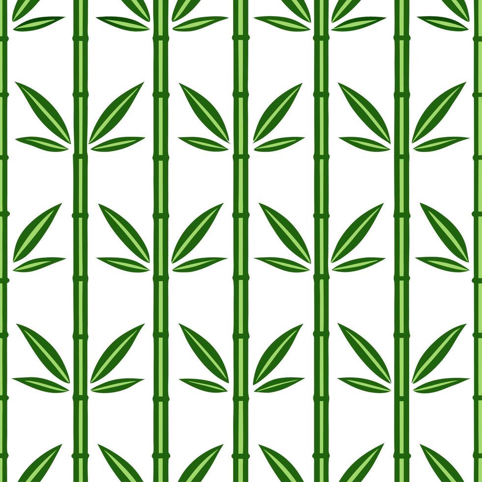 Elegant bamboo leaves seamless tiles pattern with lush green stalks and intricate leaf details on white background ideal for luxurious bathrooms Set 2 vector