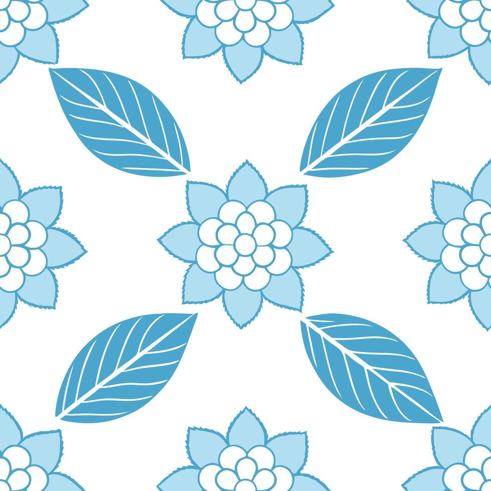 Coastal hydrangea seamless tiles pattern with airy hydrangeas and light blue accents on white background ideal for beach inspired rooms Set 3 vector