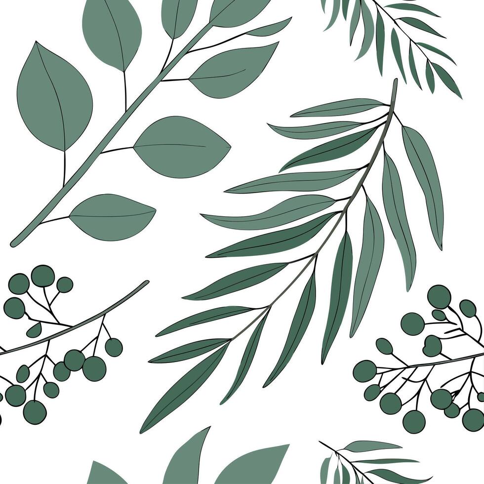 Coastal eucalyptus seamless tiles pattern with airy eucalyptus and light blue accents on white background ideal for beach inspired rooms Set 3 vector