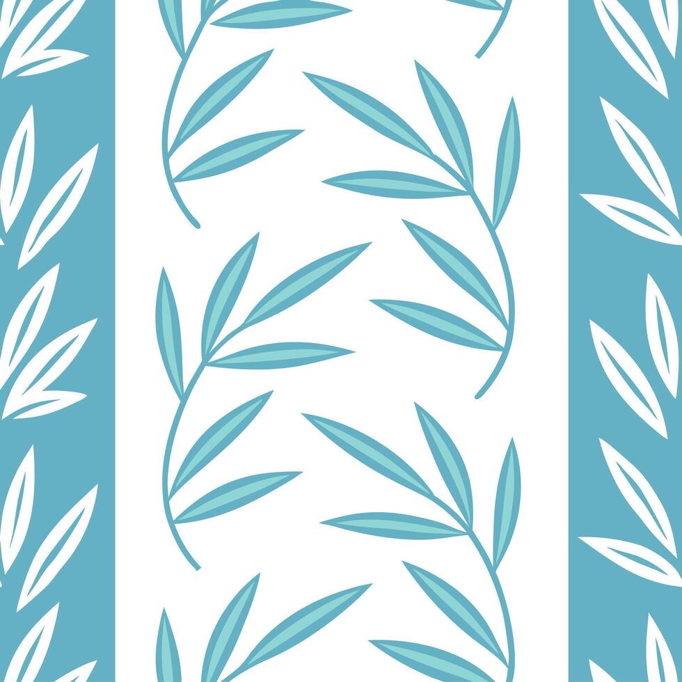 Coastal bamboo leaves seamless tiles pattern with airy bamboo and light blue accents on white background ideal for beach inspired rooms Set 5 vector