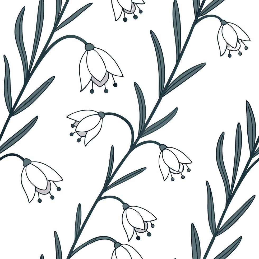 Classic embroidered heather seamless pattern with rich textures on white Set 2 vector
