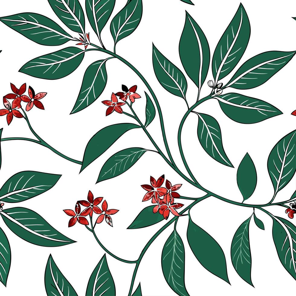 Botanical garden poinsettia seamless tiles pattern with various poinsettia species in natural reds on white background perfect for serene spaces Set 6 vector