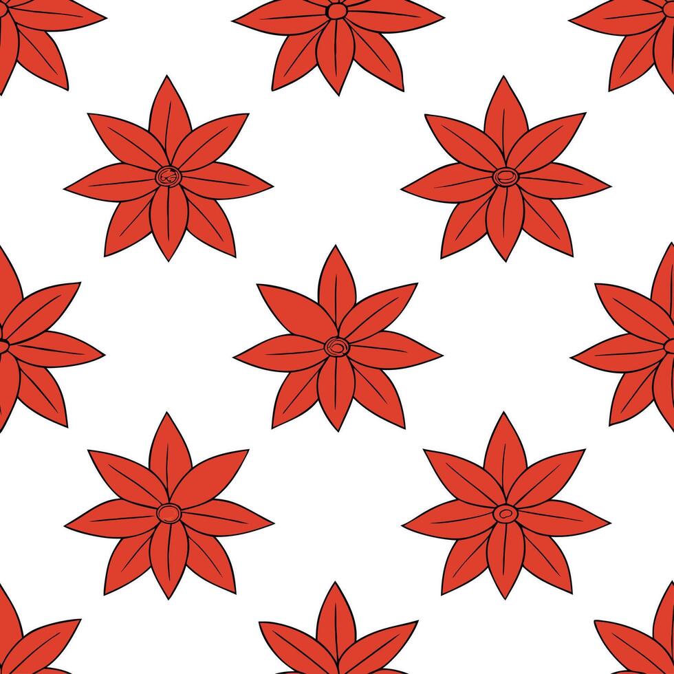 Botanical garden poinsettia seamless tiles pattern with various poinsettia species in natural reds on white background perfect for serene spaces Set 2 vector