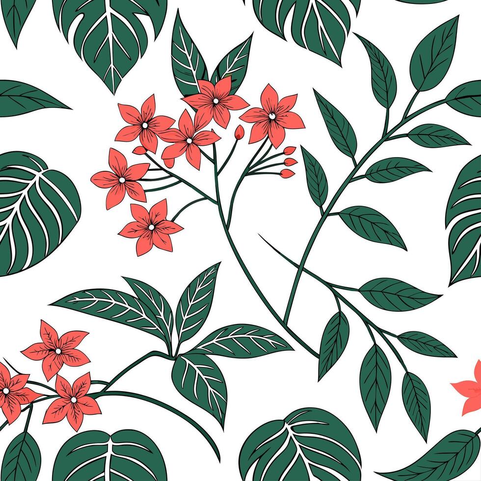 Botanical garden poinsettia seamless tiles pattern with various poinsettia species in natural reds on white background perfect for serene spaces Set 5 vector