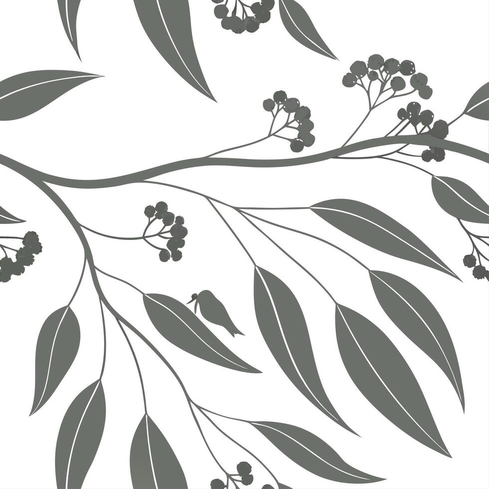 Botanical garden eucalyptus seamless tiles pattern with various eucalyptus species in natural greens on white background perfect for serene spaces Set 4 vector