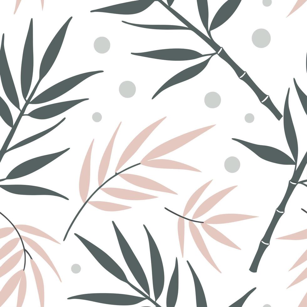 Botanical garden bamboo leaves seamless tiles pattern with various bamboo species in natural greens on white background perfect for serene spaces Set 2 vector