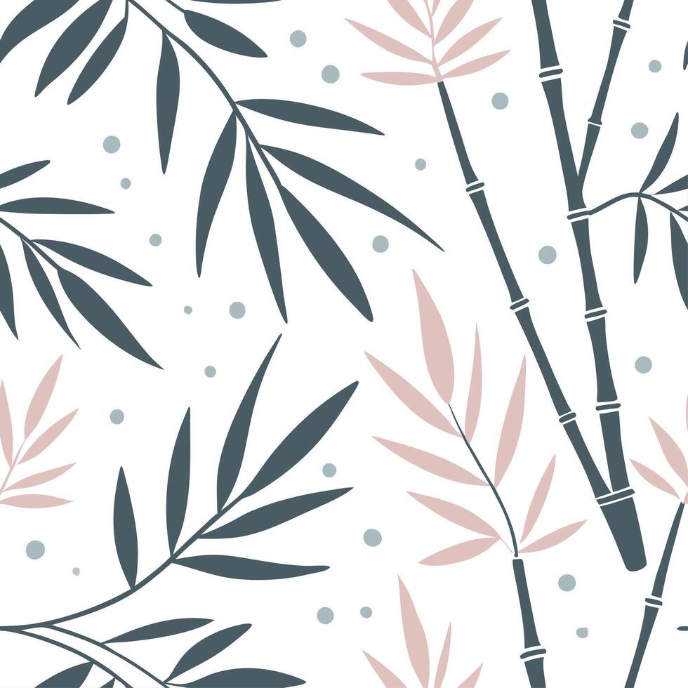 Botanical garden bamboo leaves seamless tiles pattern with various bamboo species in natural greens on white background perfect for serene spaces Set 6 vector