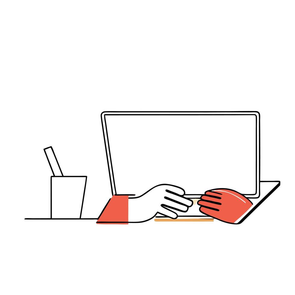 Bokeh Close Up of Hands Working on a Laptop Set 2 vector